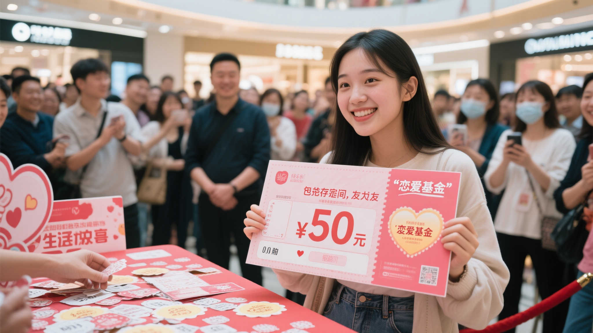 商场刮奖女孩喜中50万：计划存作未来恋爱基金引热议