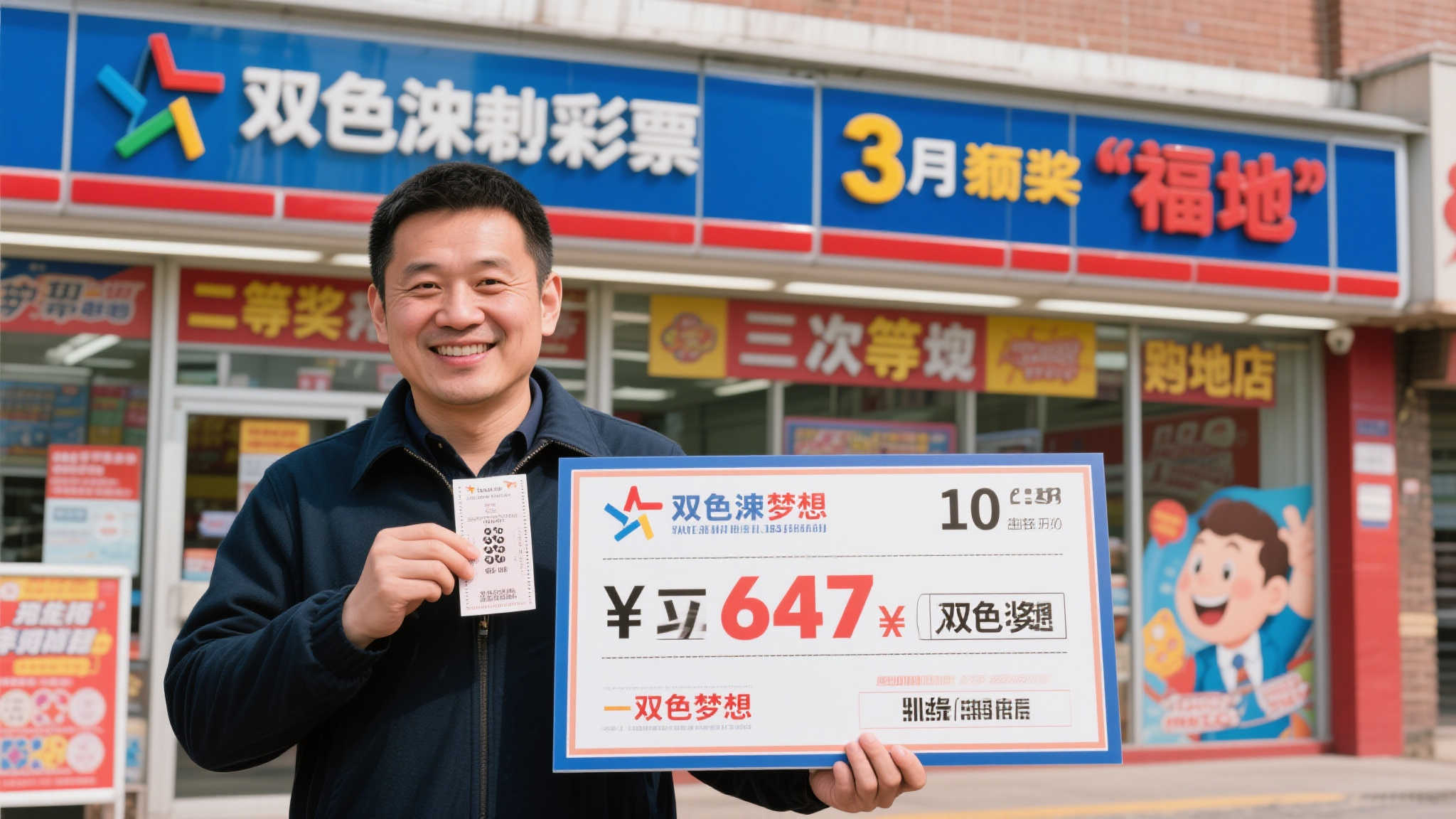 男子仅花10元喜获双色球647万巨奖，彩站3月刚摘二等奖